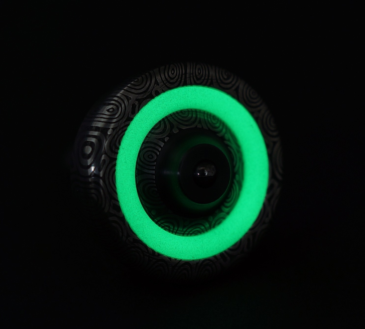 #1979	1"	Bluetongue Damasteel, green TurboGlow & Zirconium picture 4